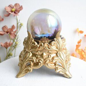 Vintage Ornate Gold Light Up Magic Fortune Teller Crystal Ball Halloween Decor